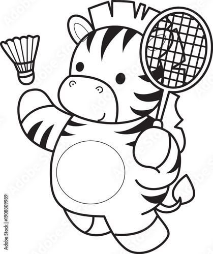 Coloring book of cute Zebra character clip art for children. Zebra 