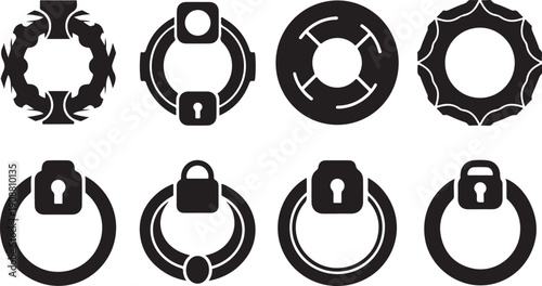 Black and white security lock icons on a background