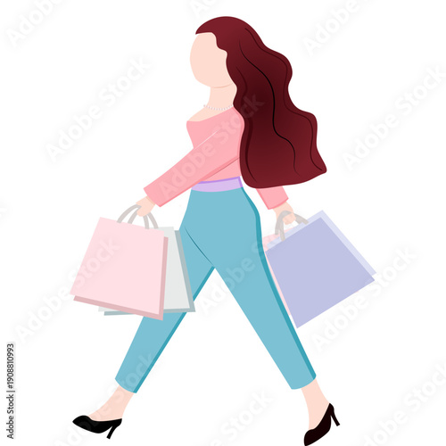 Flat style illustration of a delivery worker holding a cardboard box