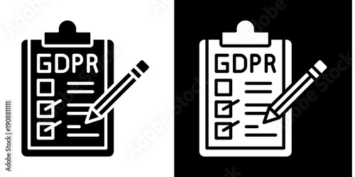 Gdpr Checklist Clipboard  Icon Set White Glyph Style Collection

