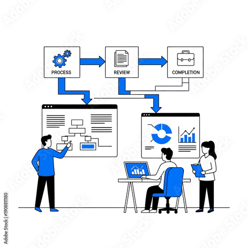 Team Collaboration and Workflow Process Illustration.