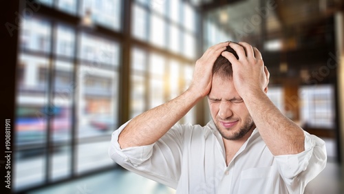 фотографія Agony tired business man with pain