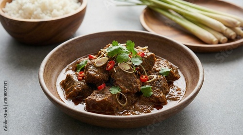 Indonesian Spicy Beef Rendang Stew Bowl