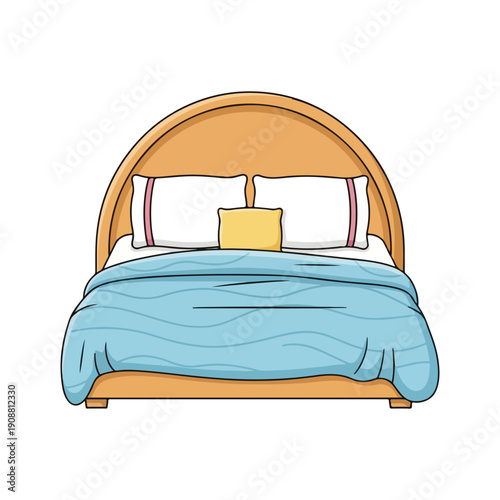 Cartoon Bed Illustration Cozy Sleeping Furniture