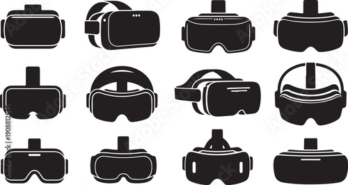 Virtual Reality Headsets and Goggles Icon Set Collection
