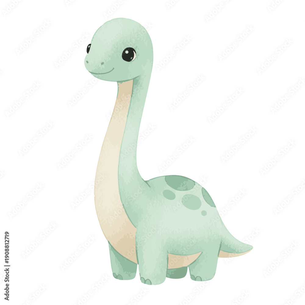 Fototapeta premium Cute Brontosaurus Dinosaur Illustration for Children.