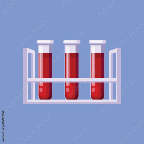 Laboratory blood sample test tubes illustration representing medical analysis research and diagnostic healthcare services.
