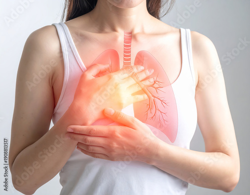 Lung Pain and Respiratory Infection Concept, Healthcare Illustration