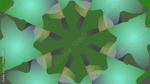 Wallpaper Mural Abstract Green Kaleidoscopic Pattern with Radial Symmetry and Leaf Motifs Torontodigital.ca