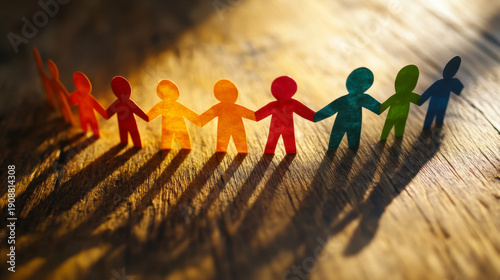 Paper cut colorful people, inclusion, community childhood concept