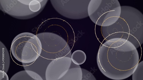 Wallpaper Mural Abstract Golden Spirals and Bubbles on Dark Background - Motion Graphics Torontodigital.ca