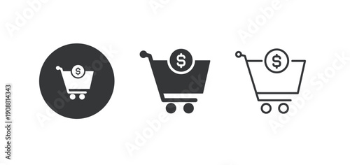 Shopping cart icon. Multi series icon. Perfect pixel isolated on white background. Vector illustration