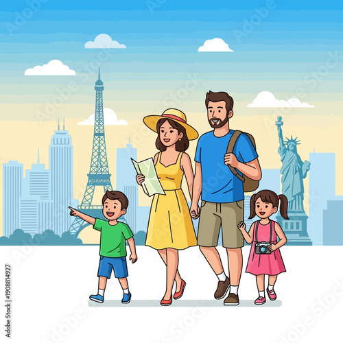 Family Traveling to Famous Landmarks