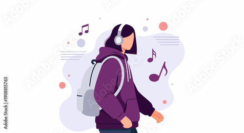 illustration of a girl with headphones