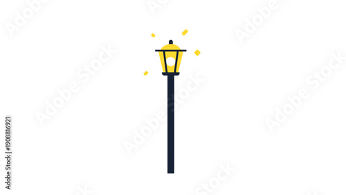 Black street lamp with yellow light.