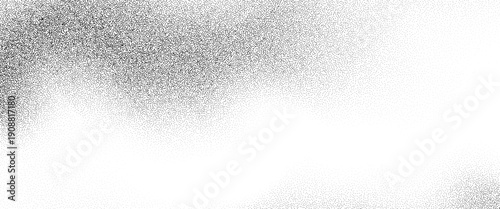Black stippled sand wavy texture. Sandy dotted gradient wave background. Grungy grain noise speckle wallpaper for banner, poster, brochure. Grit backdrop with specks, particles, granules. Vector