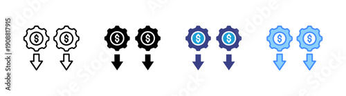 Reduce Cost icon set multiple style collection