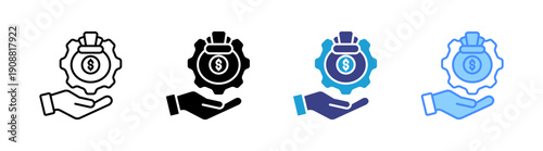 Cost Saving icon set multiple style collection