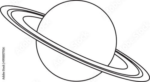 Solar System Ring Planet Vector Illustration