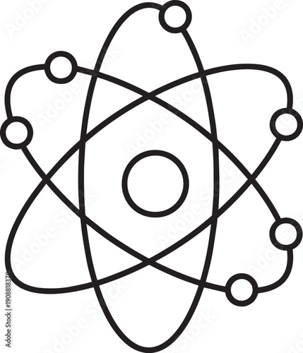 Nuclear Atom Line Art Icon Vector Illustration