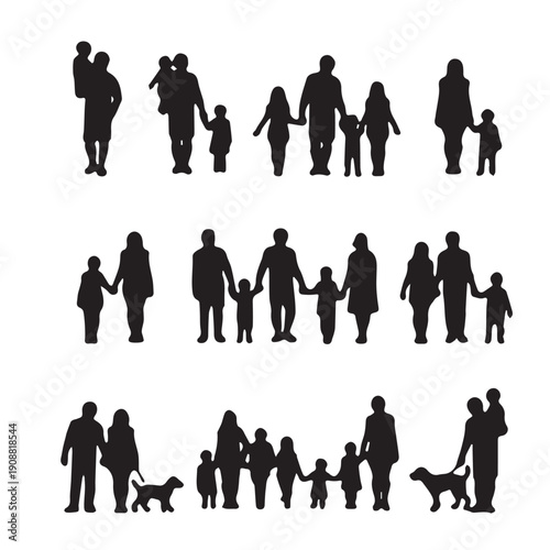 silhouettes of people working group of Happy people 
