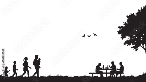 silhouettes of people working group of Happy people 
