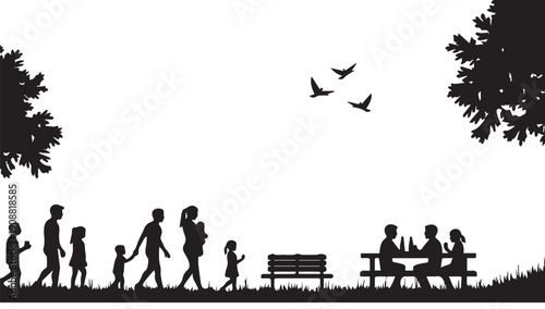 silhouettes of people working group of Happy people 
