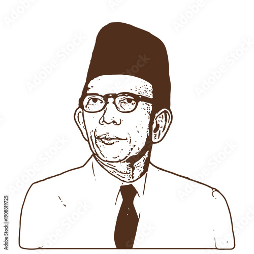 Formal Man with Traditional Hat Vintage Portrait