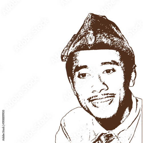 Smiling Traditional Man Vintage Portrait