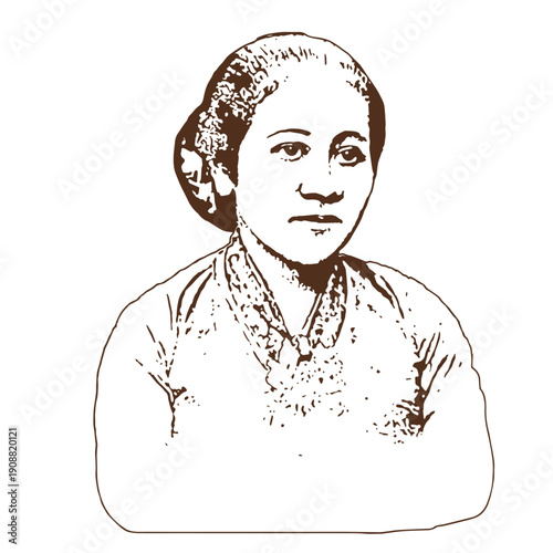 Elderly Woman Vintage Portrait Illustration