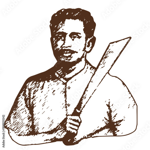 Traditional Warrior Man Portrait Illustration