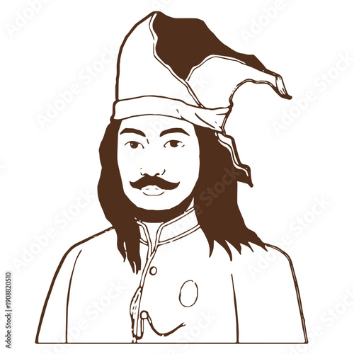 Traditional Asian Man Portrait Illustration