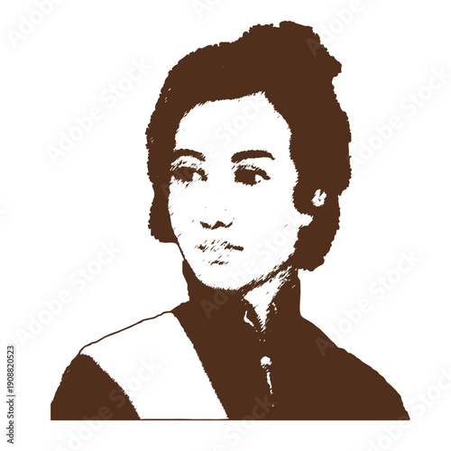 Vintage Asian Woman Portrait Illustration