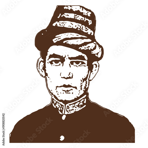 Traditional Elder Man Portrait Illustration
