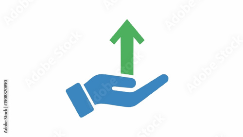 Hand with green upward arrow icon.