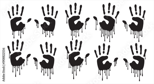 Bloody Hand and Lip Print Concept – Red Stained Graphic Symbol of Crime, Passion, and Emotional Impact