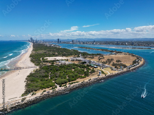 A drone photo of the Gold Coast, The Spit