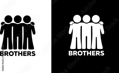 Minimal Brothers Group Logo Silhouette Black White Brand Icon Friendship Team Symbol Modern Flat Design for T Shirts Stickers Apps