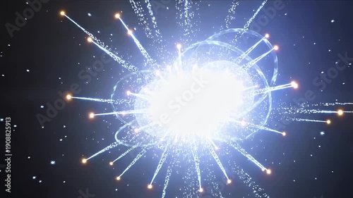 Two atoms colliding and exploding in deep space 4K Video