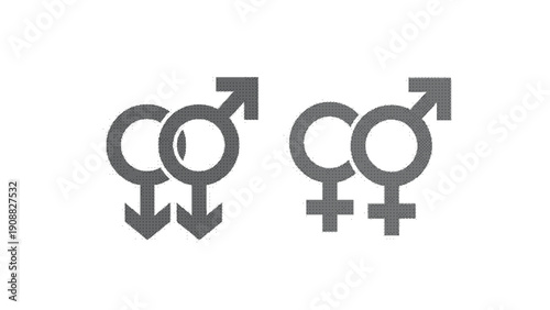 Gray gender symbols with arrows