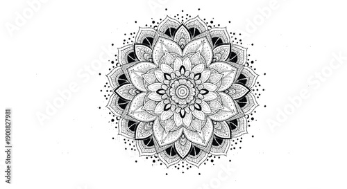 Intricate black and white mandala design