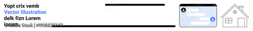 Online services, user interface, secure login, remote access, digital technology, residential management. A text block paired with a login card and house icon. Online services and secure login