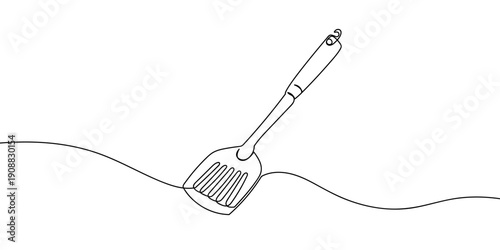 Continuous line drawing of a spatula. single line vector illustration Editable stroke.