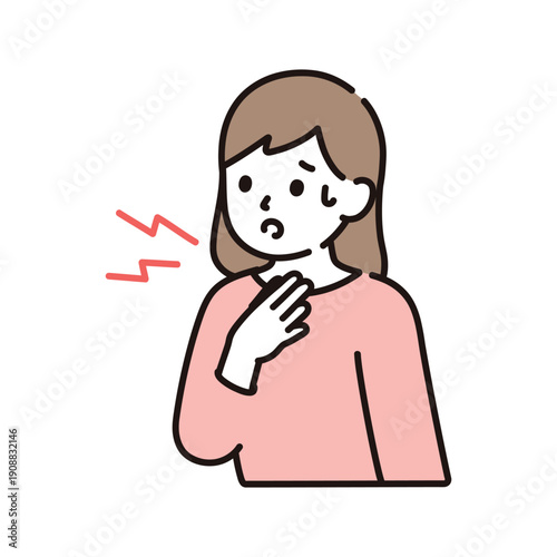 Sore throat woman cartoon illustration