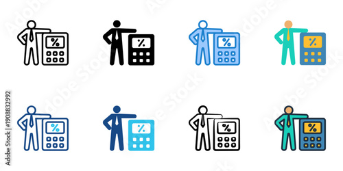 Tax Agent icons set multiple style collection. Editable stroke 
