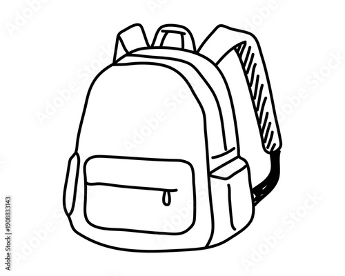 Hand-drawn in line style school bag. doodle Vector illustration Editable stroke.