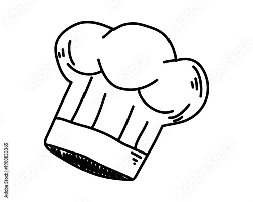 Hand-drawn in line skate style chef's hat. doodle Vector illustration Editable stroke.