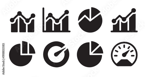 Business and financial analytics icon set. vector illustrations for market trends and data visualization