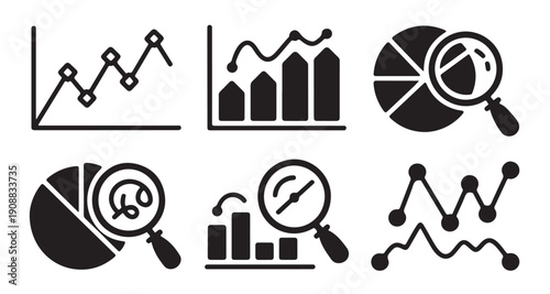 Business analytics vector icons set, collection of financial data, statistic and progress symbols