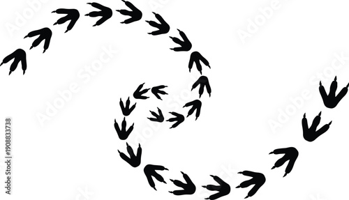 Bird, footprint, track, set, vector, illustration, black, silhouette, animal, dinosaur, paw, trail, path, walk, step, nature, wildlife, collection, graphic, element,